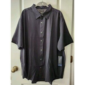 Kenneth Cole Men's Lightweight Woven Shirt Short Sleeve Water Repellent Black 3X